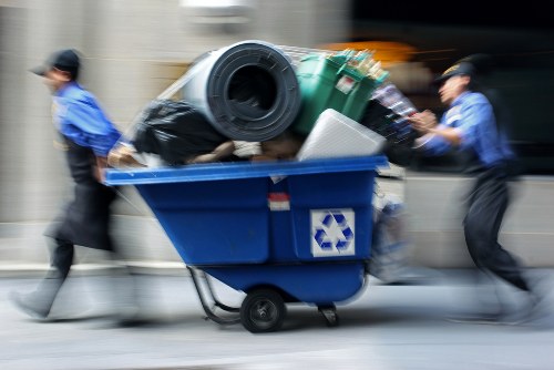 Waste being loaded into a skip